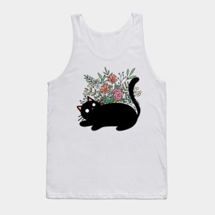 Cute Cat With Flowers | Handmade Illustration | Kawaii Gift | By Atelier Serakara Tank Top